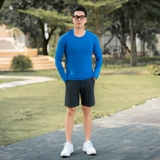 ÁO THUN THỂ THAO NAM CỔ TRÒN TAY DÀI XUẤT MỸ MÀU XANH