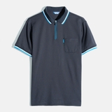 ÁO THUN POLO NAM XUẤT HÀN MÀU ĐEN PHỐI DÂY KÉO PL4405H3