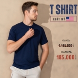 ÁO THUN NAM CỔ TRÒN TAY NGẮN XUẤT MỸ MÀU XANH ĐEN AT4414H3