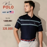 ÁO POLO GOLF NAM TAY NGẮN XUẤT MỸ MÀU ĐEN PHỐI SỌC NGANG PL4406D