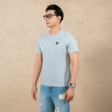 ÁO THUN NAM CỔ TRÒN TAY NGẮN XUẤT HÀN IN HÌNH SAU LƯNG MÀU XÁM XANH AT4528T