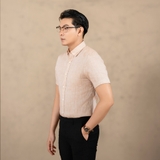 ÁO SƠ MI NAM LINEN TAY NGẮN PHỐI TÚI NGỰC XUẤT MỸ MÀU HỒNG CAM SALMON SM4511T4
