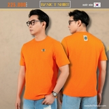 ÁO THUN NAM BASIC CỔ TRÒN TAY NGẮN THÊU LOGO XUẤT HÀN MÀU CAM AT4528T3