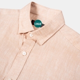 ÁO SƠ MI NAM LINEN TAY NGẮN PHỐI TÚI NGỰC XUẤT MỸ MÀU HỒNG CAM SALMON SM4511T4
