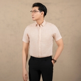 ÁO SƠ MI NAM LINEN TAY NGẮN PHỐI TÚI NGỰC XUẤT MỸ MÀU HỒNG CAM SALMON SM4511T4