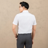 ÁO SƠ MI NAM LINEN TAY NGẮN PHỐI TÚI NGỰC XUẤT MỸ MÀU TRẮNG SM4511T1
