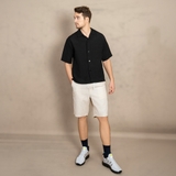 ÁO SƠ MI NAM LINEN TAY NGẮN PHỐI TÚI NGỰC MÀU ĐEN SM4509H-D