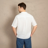 ÁO SƠ MI NAM LINEN TAY NGẮN PHỐI TÚI NGỰC MÀU TRẮNG SM4509H-T
