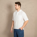 ÁO SƠ MI NAM LINEN TAY NGẮN PHỐI TÚI NGỰC MÀU TRẮNG SM4509H-T