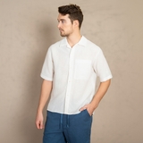 ÁO SƠ MI NAM LINEN TAY NGẮN PHỐI TÚI NGỰC MÀU TRẮNG SM4509H-T
