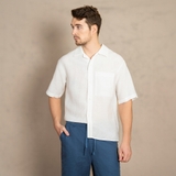 ÁO SƠ MI NAM LINEN TAY NGẮN PHỐI TÚI NGỰC MÀU TRẮNG SM4509H-T