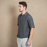 ÁO SƠ MI NAM LINEN TAY NGẮN PHỐI TÚI NGỰC MÀU XÁM SM4509H-R