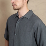 ÁO SƠ MI NAM LINEN TAY NGẮN PHỐI TÚI NGỰC MÀU XÁM SM4509H-R
