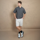 ÁO SƠ MI NAM LINEN TAY NGẮN PHỐI TÚI NGỰC MÀU XÁM SM4509H-R