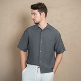 ÁO SƠ MI NAM LINEN TAY NGẮN PHỐI TÚI NGỰC MÀU XÁM SM4509H-R