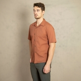 ÁO SƠ MI NAM LINEN TAY NGẮN CỔ DANTON MÀU CAM ĐẤT SM4429D-R1
