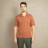 ÁO SƠ MI NAM LINEN TAY NGẮN CỔ DANTON MÀU CAM ĐẤT SM4429D-R1