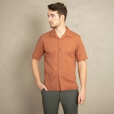 ÁO SƠ MI NAM LINEN TAY NGẮN CỔ DANTON MÀU CAM ĐẤT SM4429D-R1