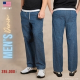 QUẦN JEANS NAM ỐNG RỘNG LƯNG THUN XUẤT MỸ MÀU XANH ĐẬM QD4521H1