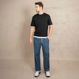 QUẦN JEANS NAM ỐNG RỘNG LƯNG THUN XUẤT MỸ MÀU XANH ĐẬM QD4521H1