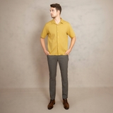 ÁO SƠ MI NAM LINEN TAY NGẮN CỔ DANTON MÀU VÀNG SM4429D-V