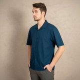 ÁO SƠ MI NAM LINEN TAY NGẮN CỔ DANTON MÀU XANH DƯƠNG SM4429D-X