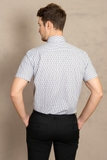 ÁO SƠ MI NAM LINEN TAY NGẮN XUẤT HÀN HỌA TIẾT HÌNH HỌC MÀU XÁM SM4611T