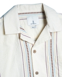 ÁO SƠ MI NAM LINEN TAY NGẮN XUẤT MỸ MÀU KEM THÊU HỌA TIẾT SM4725U3