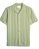 ÁO SƠ MI NAM LINEN TAY NGẮN XUẤT MỸ KẺ SỌC MÀU XANH BƠ SM4725U2