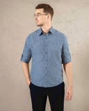 ÁO SƠ MI NAM LINEN TAY DÀI MÀU XANH BIỂN SM482T