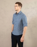 ÁO SƠ MI NAM LINEN TAY DÀI MÀU XANH BIỂN SM482T