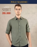 ÁO SƠ MI NAM LINEN TAY DÀI MÀU RÊU SM4825T5