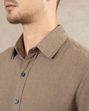 ÁO SƠ MI NAM LINEN TAY DÀI MÀU NÂU TÂY SM4825T4