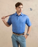 ÁO POLO GOLF NAM TAY NGẮN XUẤT MỸ MÀU XANH DƯƠNG CHẤM BI PL4425T24