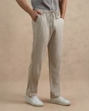 QUẦN DÀI LINEN NAM LƯNG THUN CAO CẤP MÀU BEIGE ĐẬM QD4907T4