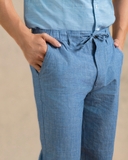 QUẦN DÀI LINEN NAM LƯNG THUN CAO CẤP MÀU XANH DƯƠNG ĐẬM QD4907T