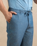 QUẦN DÀI LINEN NAM LƯNG THUN CAO CẤP MÀU XANH LAM RETRO QD4907T3