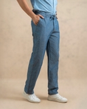 QUẦN DÀI LINEN NAM LƯNG THUN CAO CẤP MÀU XANH LAM RETRO QD4907T3