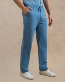 QUẦN DÀI LINEN NAM LƯNG THUN CAO CẤP MÀU XANH DƯƠNG QD4907T1