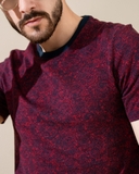 ÁO THUN NAM CỔ TRÒN TAY NGẮN XUẤT MỸ HỌA TIẾT PAISLEY MÀU ĐỎ 2216-2
