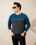 ÁO THUN NAM CỔ TRÒN TAY DÀI VẢI NỈ XUẤT MỸ MÀU XANH AT4B20H-S