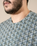 ÁO THUN NAM CỔ TRÒN TAY NGẮN XUẤT MỸ HỌA TIẾT GEOMETRIC MÀU XÁM 21110L-1