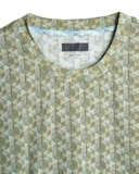 ÁO THUN NAM CỔ TRÒN TAY NGẮN XUẤT MỸ HỌA TIẾT GEOMETRIC MÀU XANH LÁ 21110L-2