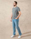 ÁO THUN NAM CỔ TRÒN TAY NGẮN XUẤT MỸ HỌA TIẾT GEOMETRIC MÀU XÁM 21110L-1