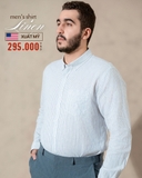 ÁO SƠ MI NAM TAY DÀI XUẤT MỸ VẢI LINEN MÀU TRẮNG KẺ SỌC XANH SM4417T16