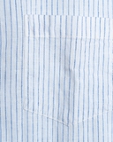 ÁO SƠ MI NAM TAY DÀI XUẤT MỸ VẢI LINEN MÀU TRẮNG KẺ SỌC XANH SM4417T16