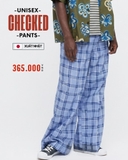 QUẦN DÀI NAM ỐNG RỘNG LƯNG CO GIÃN XUẤT NHẬT HỌA TIẾT CA RÔ MÀU XANH DƯƠNG QD60305T4