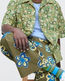 QUẦN DÀI NAM ỐNG RỘNG LƯNG CO GIÃN XUẤT NHẬT HỌA TIẾT HOA MÀU XANH RÊU QD60305T1