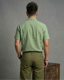 ÁO SƠ MI NAM TAY NGẮN CÓ TÚI VẢI THUN XUẤT MỸ MÀU XANH RÊU SM60314L1