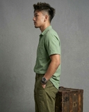 ÁO SƠ MI NAM TAY NGẮN CÓ TÚI VẢI THUN XUẤT MỸ MÀU XANH RÊU SM60314L1